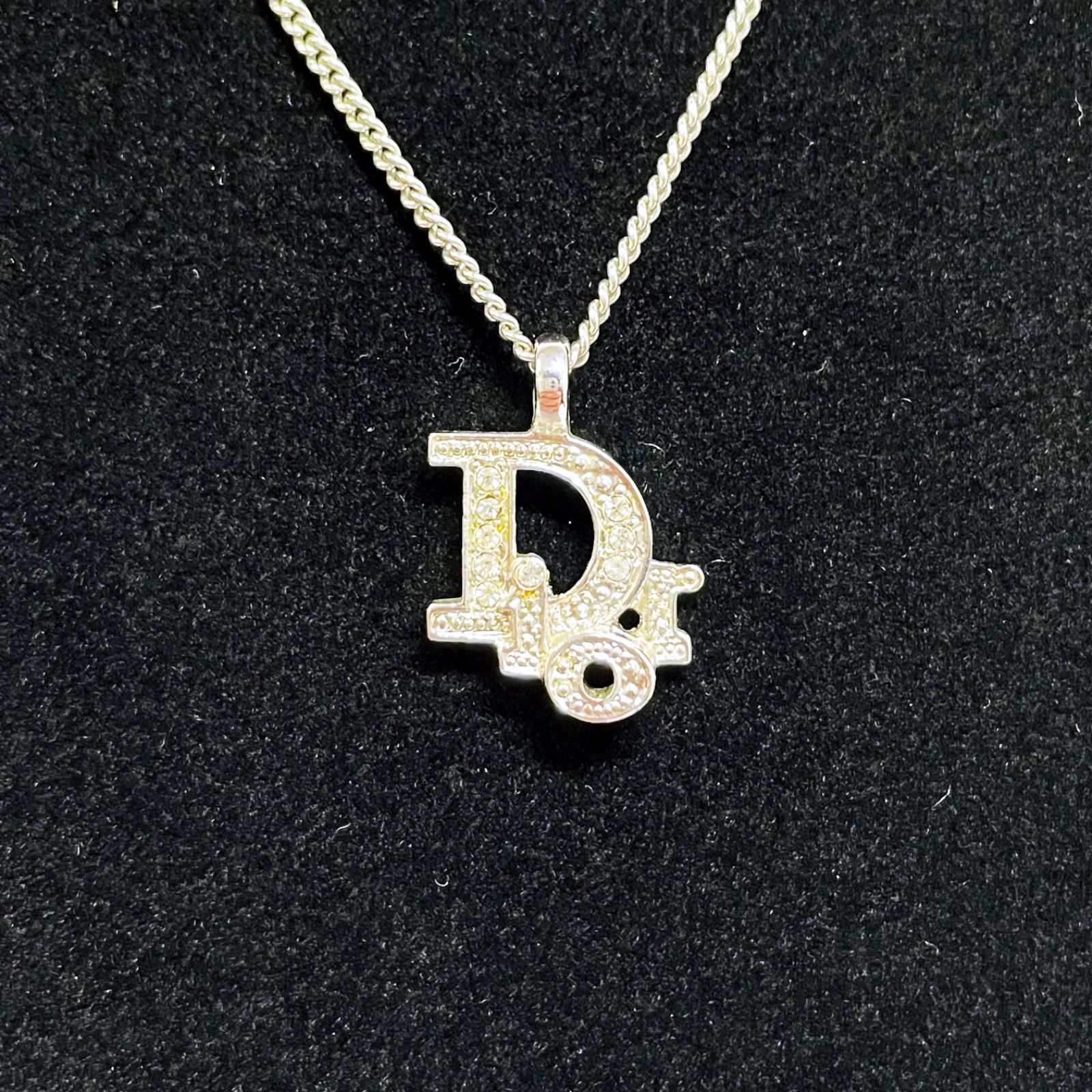 ABランク】 Christian Dior クリスチャンディオール ロゴ ネックレス 