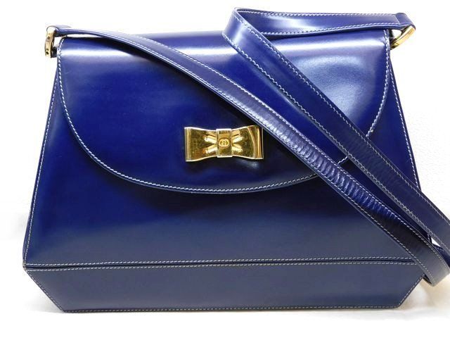 オールドグッチ □ 001・406・1006 レザー ネイビー ショルダーバッグ