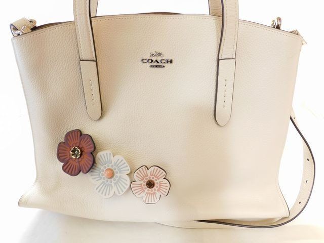 コーチ □ 25137 レザー トート ショルダー 2way バッグ ホワイト