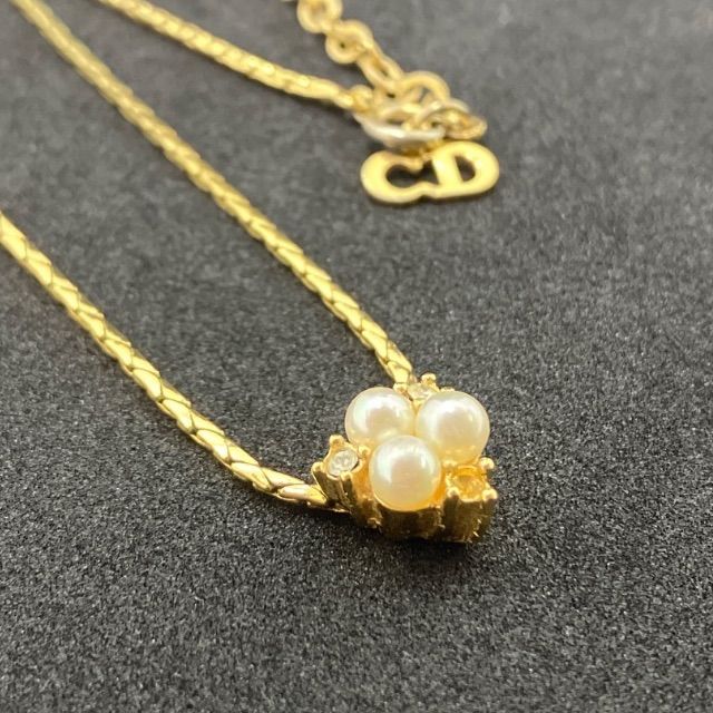 Christian Dior　ディオール　ネックレス　ラインストーン　パール　ゴールド系　893