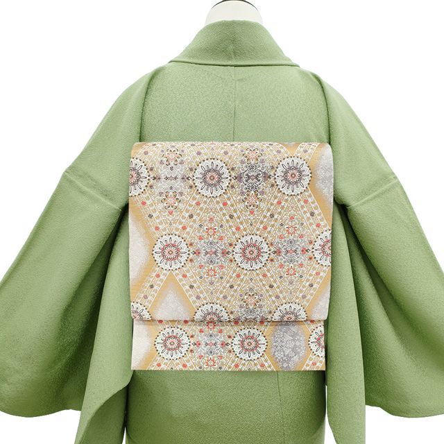 すごい値！ 袋帯 リサイクル フォーマル 京都 西陣 正絹 グレー 花 金糸 帯 美品 春 秋 冬 中古 仕立て上がり みやがわ すごいね neb01441 すごい値！ 袋帯 リサイクル フォーマル 京都 西陣 正絹 グレー 花