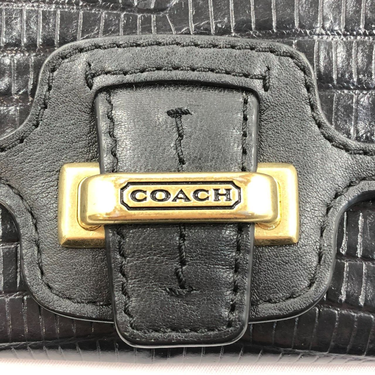 美品!!】 COACH コーチ クロコ クロコダイル型押し ブラック 長財布 