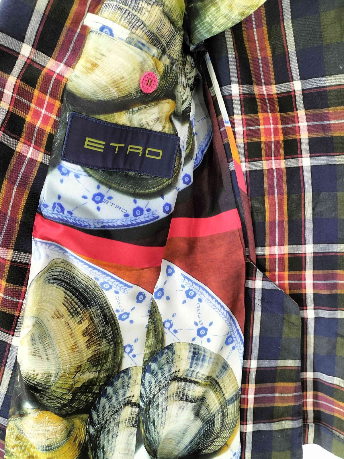 エトロ ETRO イタリア製 裏地シルク総柄 背抜き リネン コットン 2B