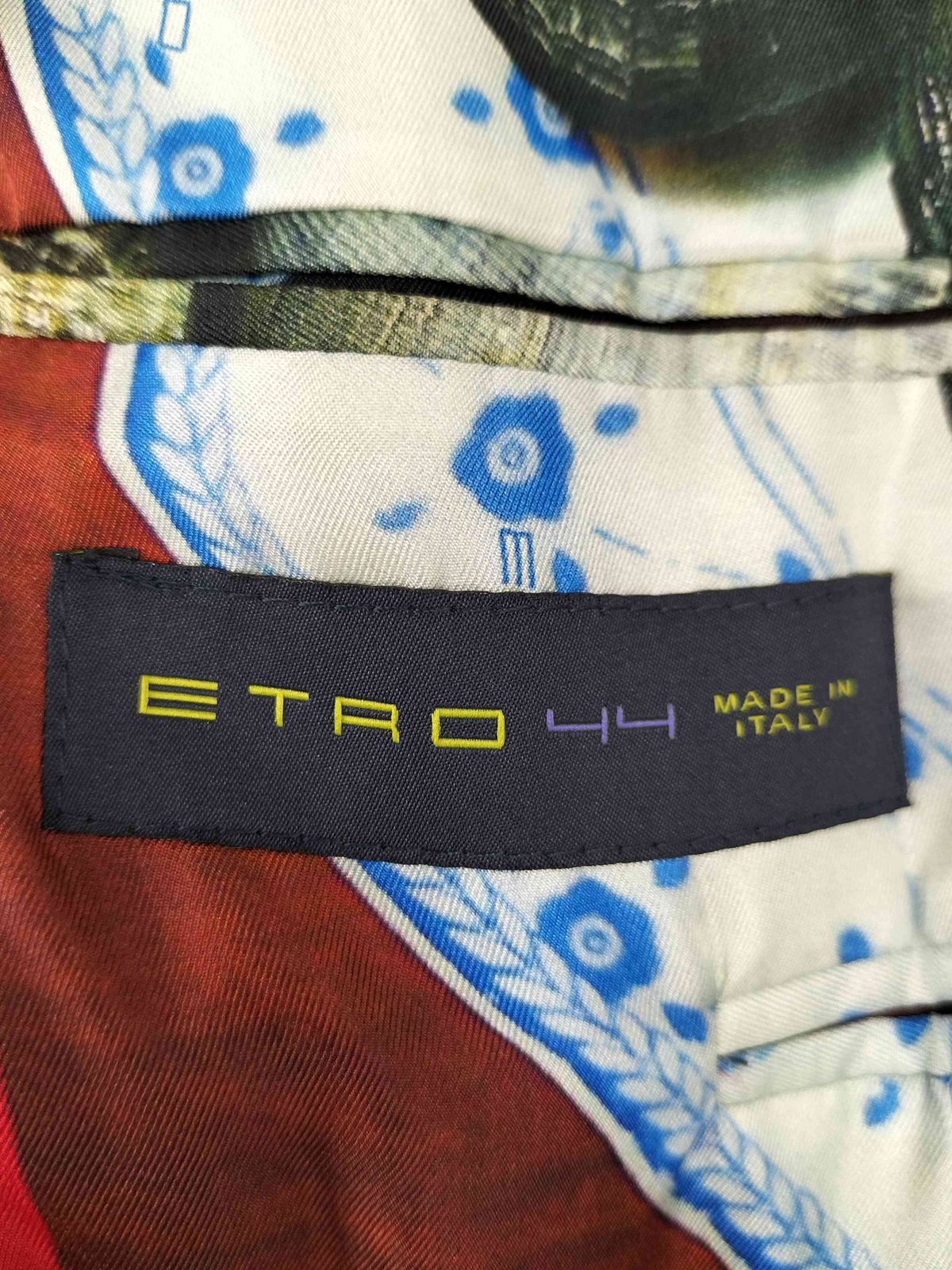 エトロ ETRO イタリア製 裏地シルク総柄 背抜き リネン コットン 2B