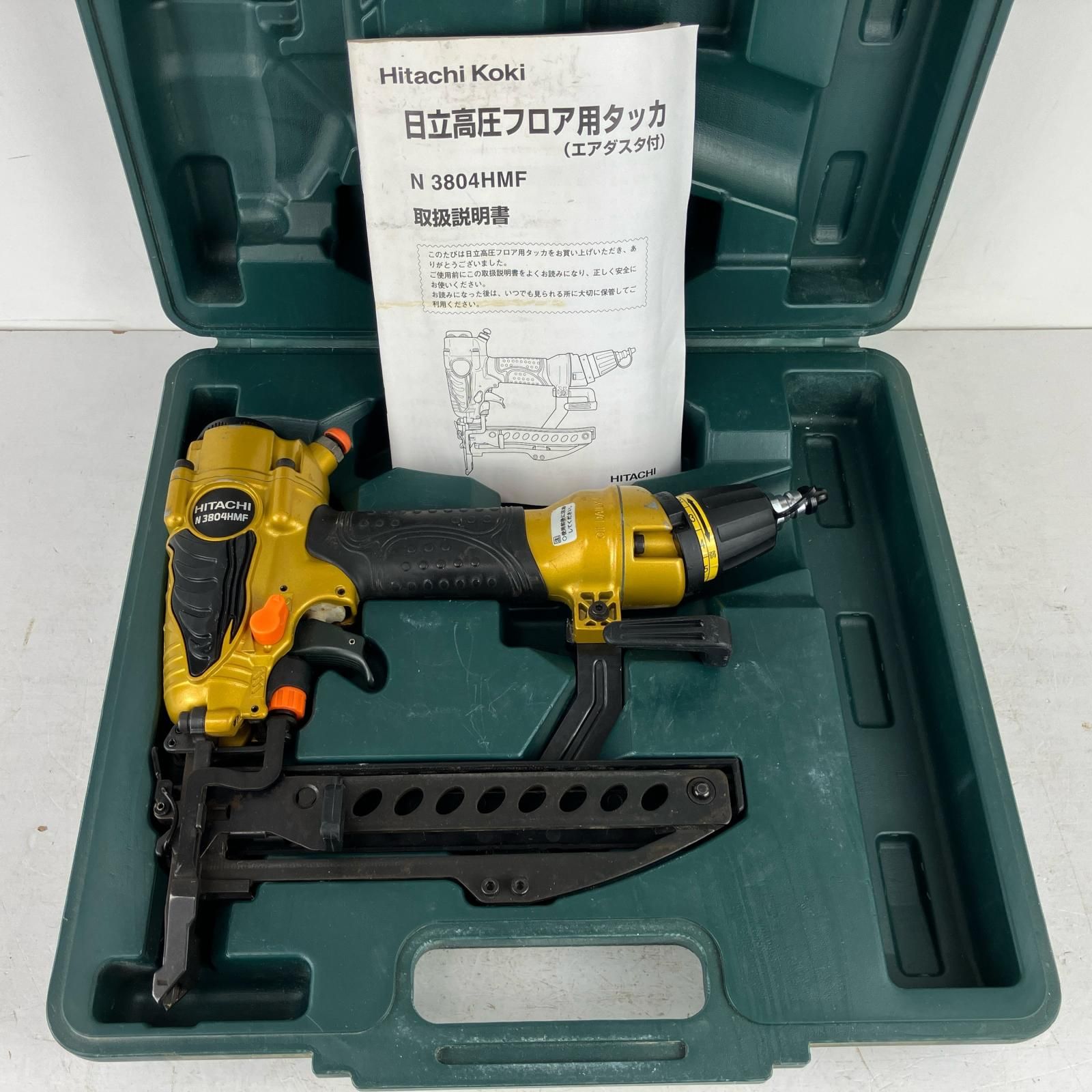 ЗЗHITACHI 日立 38mm 高圧 フロア用タッカ ケース付 N3804HMF ゴールド