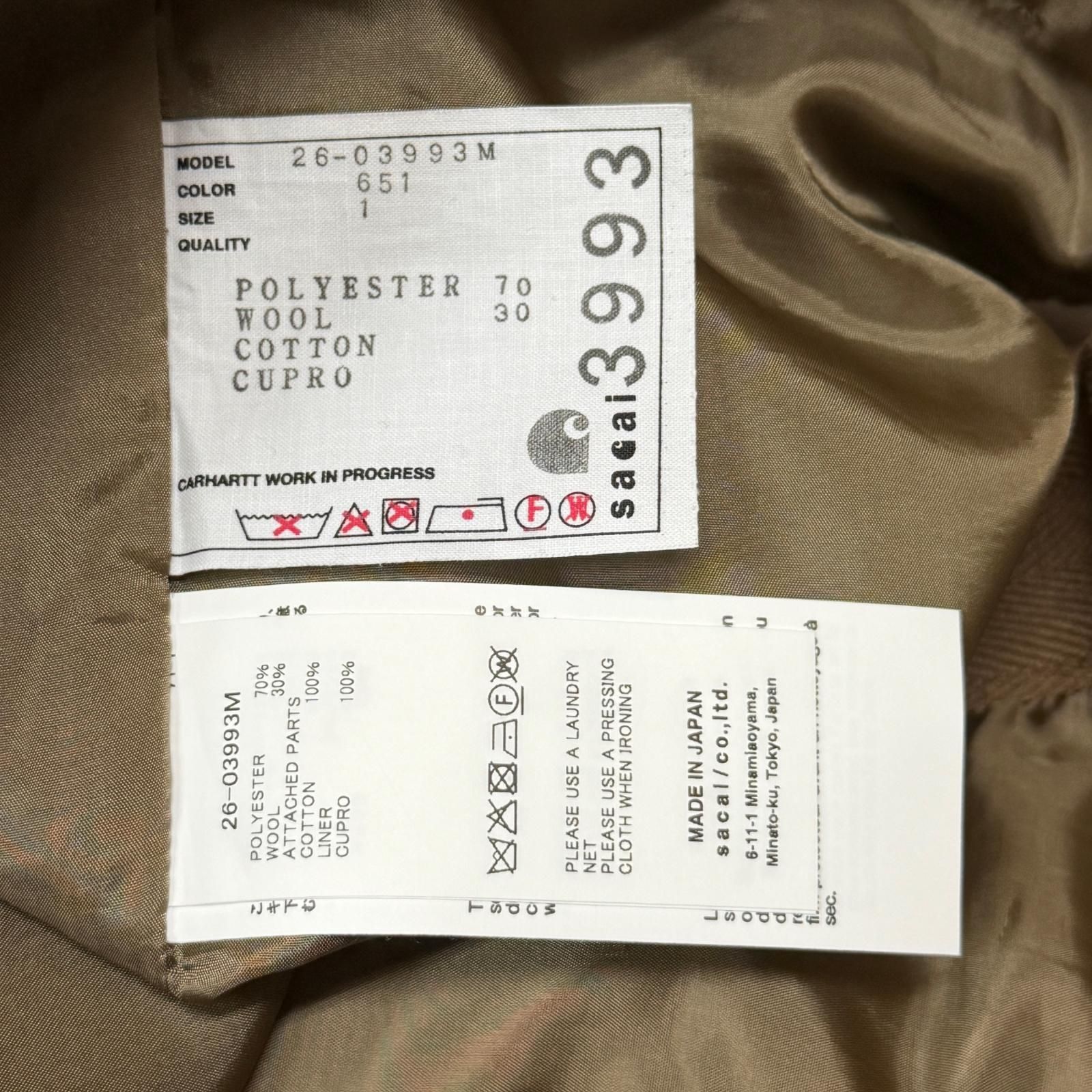sacai × Carhartt WIP 26SS Duck Canvas Pants ダックパンツ 