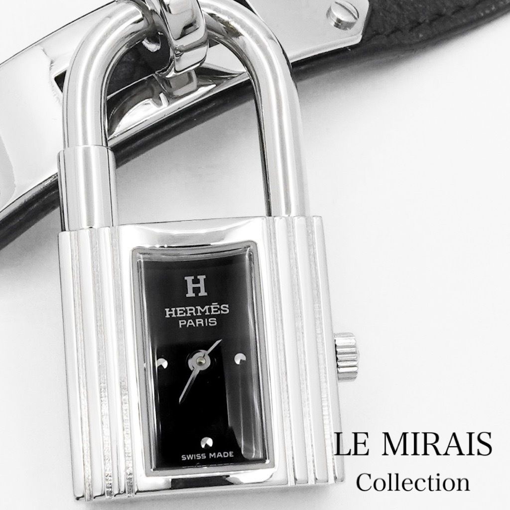 【OH済】エルメス ケリーウォッチ SS 黒文字盤 シルバー レディース 腕時計 HERMES 時計 HERMES 【OH済】エルメス ケリーウォッチ SS 黒文字盤 シルバー