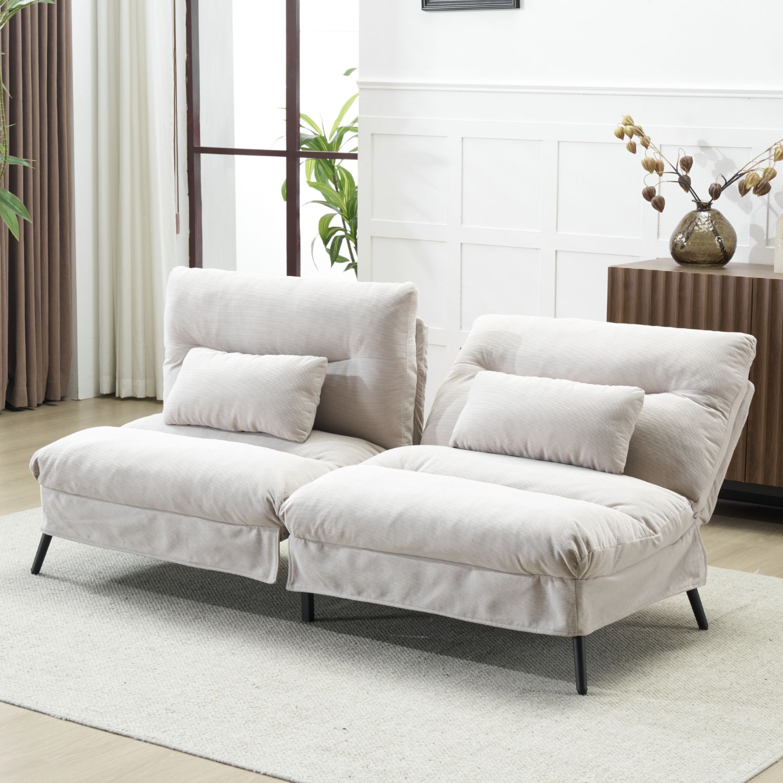 2月新作・2人掛けソファベッド 2WAY使用リクライニング6段階 幅182cm