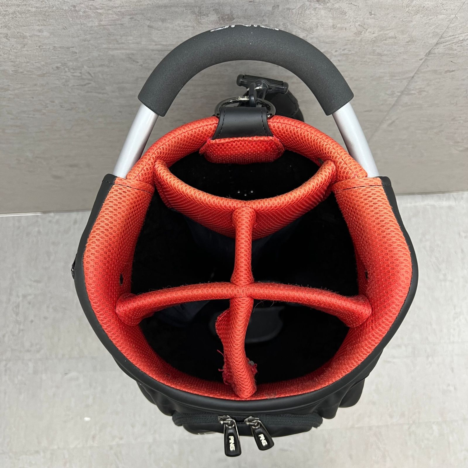 PING ゴルフ キャディバッグ カート式 約9型 合成皮革 ブラック 黒