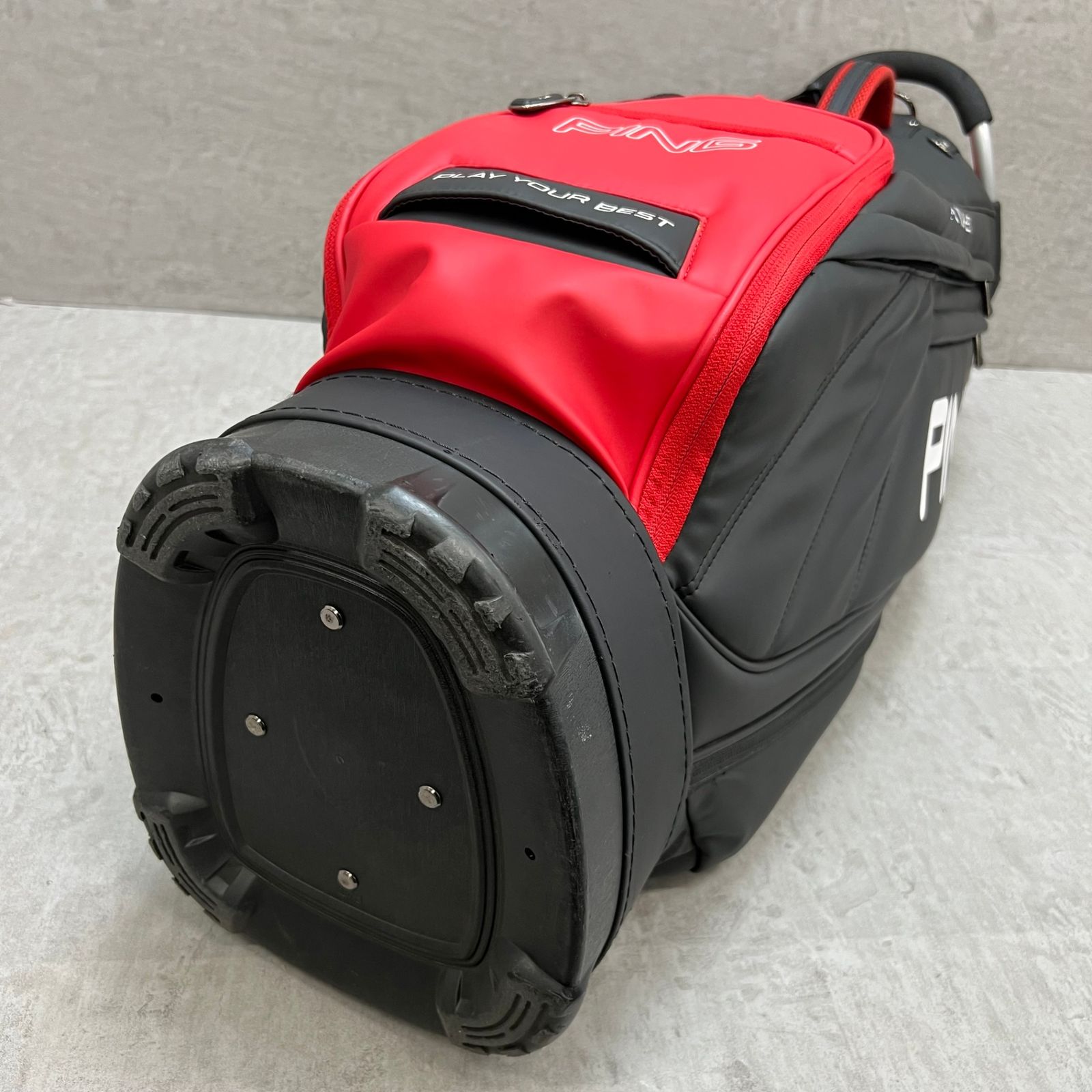 PING ゴルフ キャディバッグ カート式 約9型 合成皮革 ブラック 黒