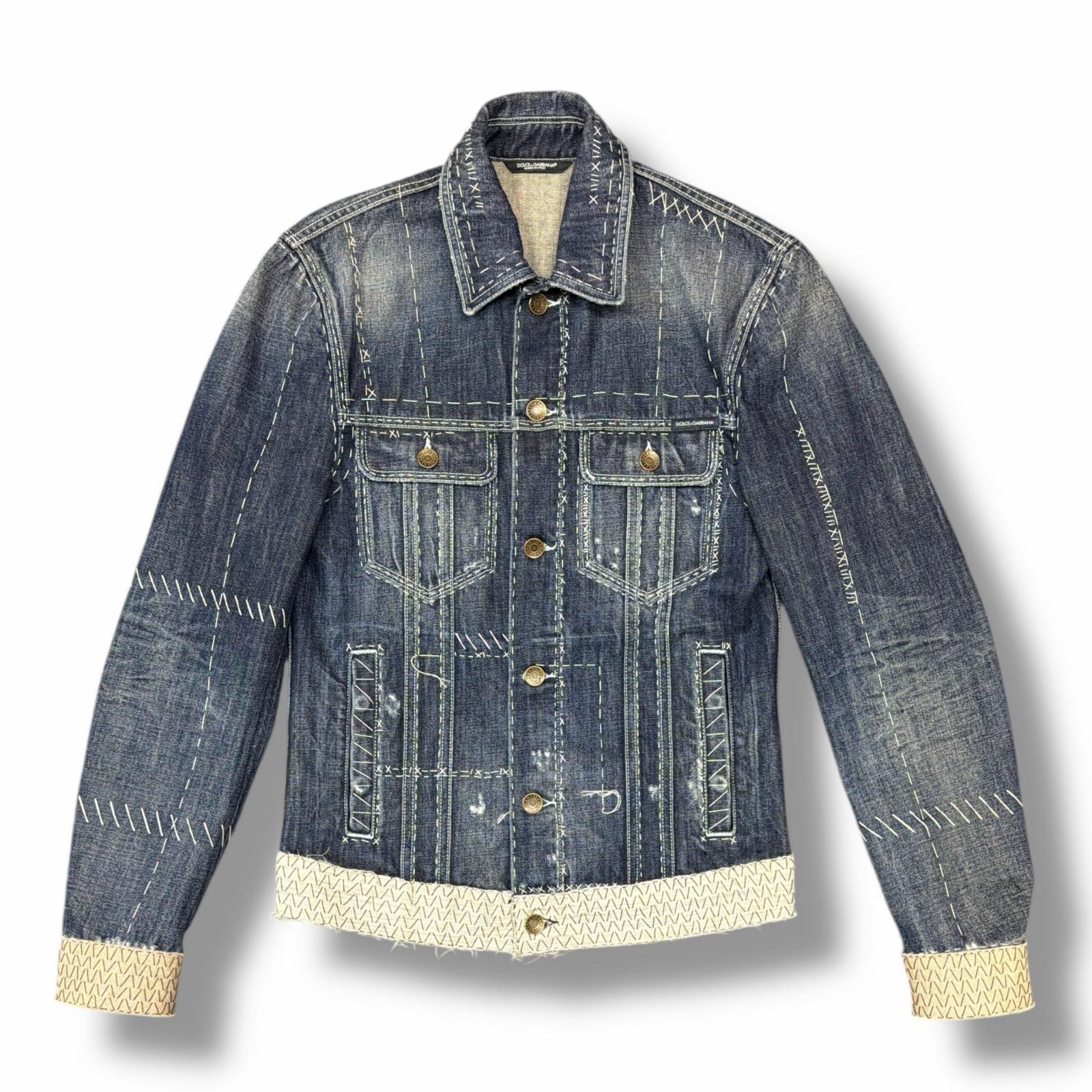 DOLCE&GABBANA ステッチデザインデニムジャケット Gジャン ドルチェ