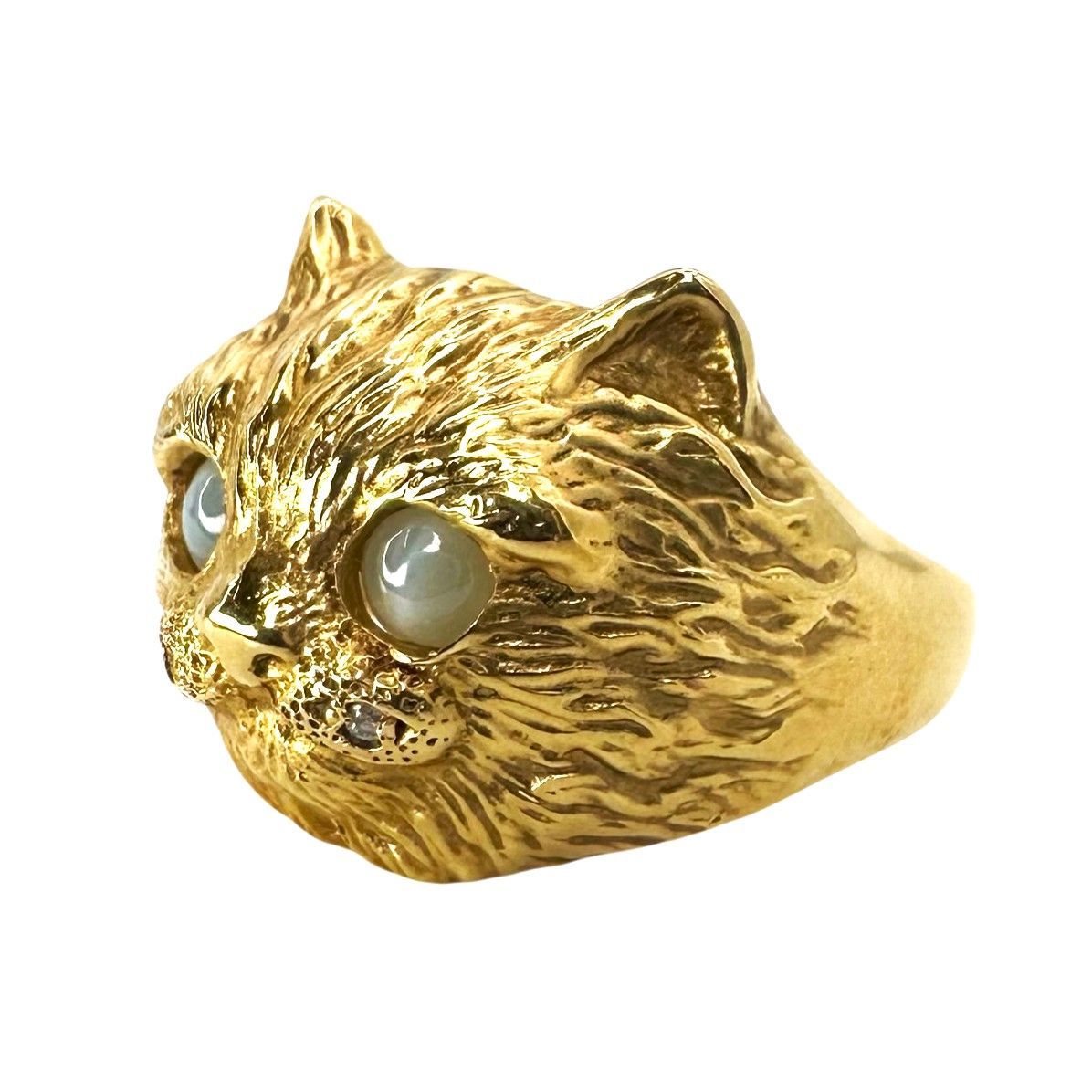 K18 ネコちゃんリング 5.3g 11号 レディース アクセサリー ジュエリー 指輪【中古】 USED-B 【9304】