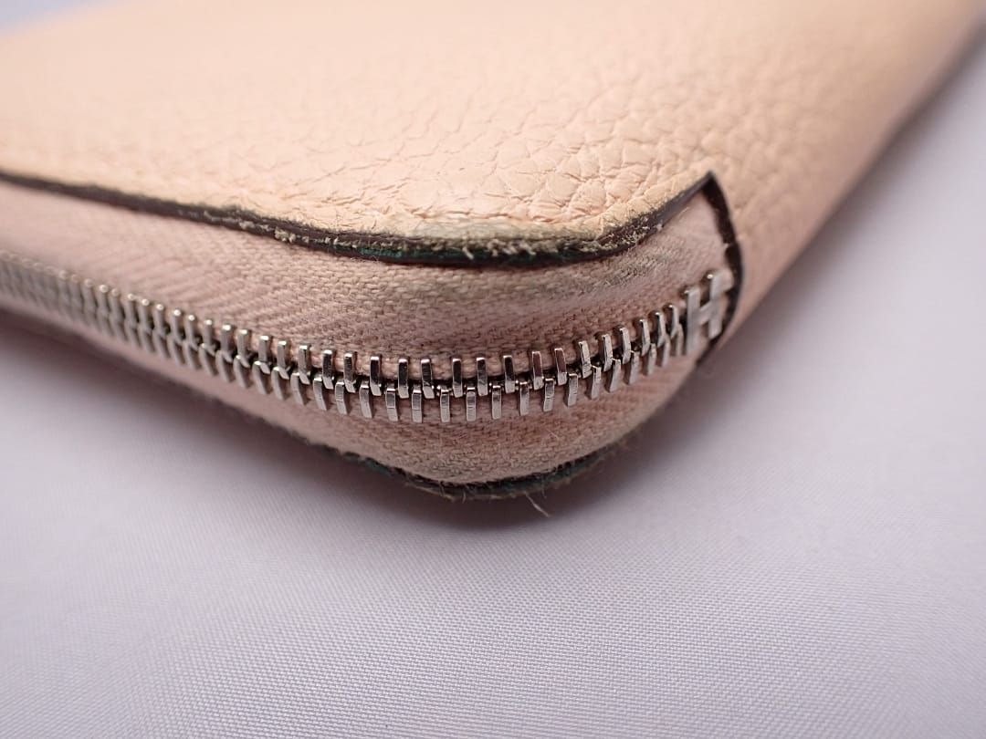 HERMES エルメス ラウンドジップ 長財布 アザップロング クラシック オールレザー  ピンクベージュ X刻印 中古B 【送料無料】 A-9141【質屋出品】 HERMES エルメス ラウンドジップ 長財布 アザップロング クラシック