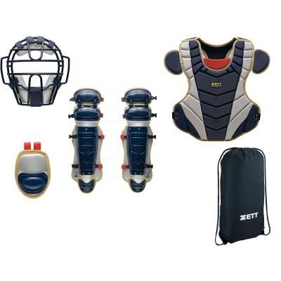 限定品 ゼット キャッチャー防具4点セット ネイビー×ゴールド 大人用