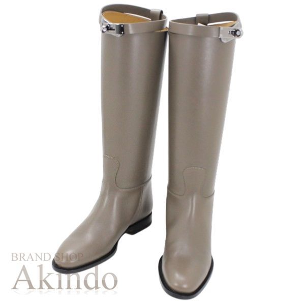 新品】エルメス ロング ブーツ ジャンピング ケリー金具 エトゥープ 