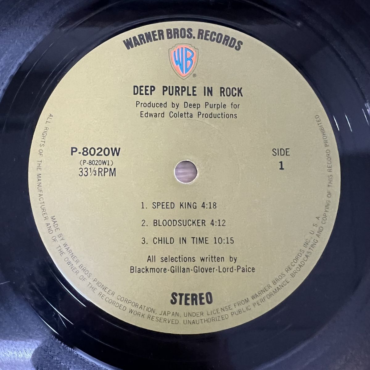 Deep Purple(ディープ・パープル)「Deep Purple In Rock」LP/Warner