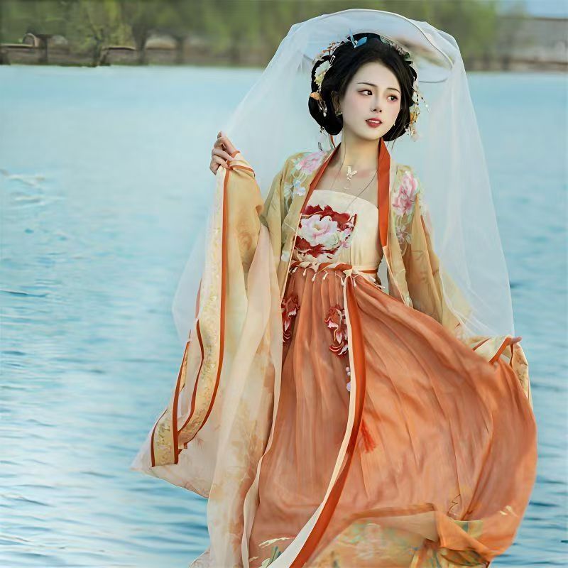 漢服 女性用 诃子裙 へーズーチン 2026春夏 改良版 大袖衫 ダイシュウシャン セット 唐風 仙気漂う 華やか 中国伝統衣装 レトロ かわいい おしゃれ 撮影会 ギフト
