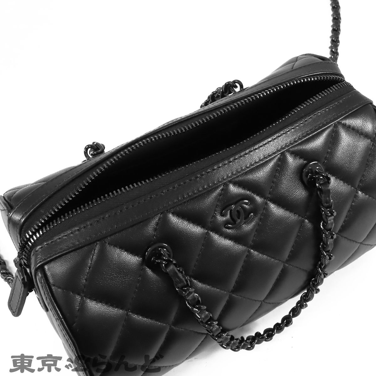 シャネル CHANEL ソーブラック ミニボストンバッグ AP4474 ブラック 黒