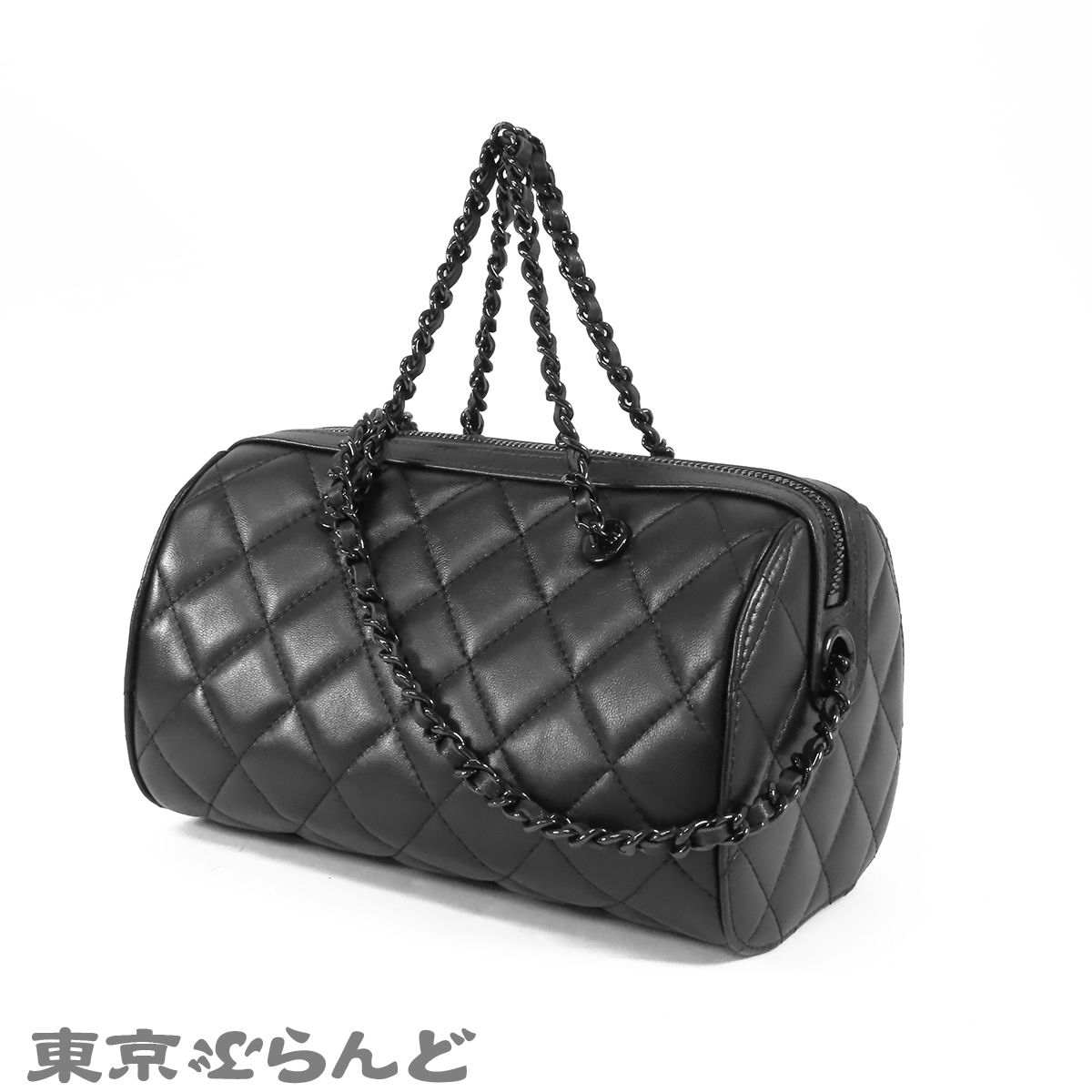 シャネル CHANEL ソーブラック ミニボストンバッグ AP4474 ブラック 黒