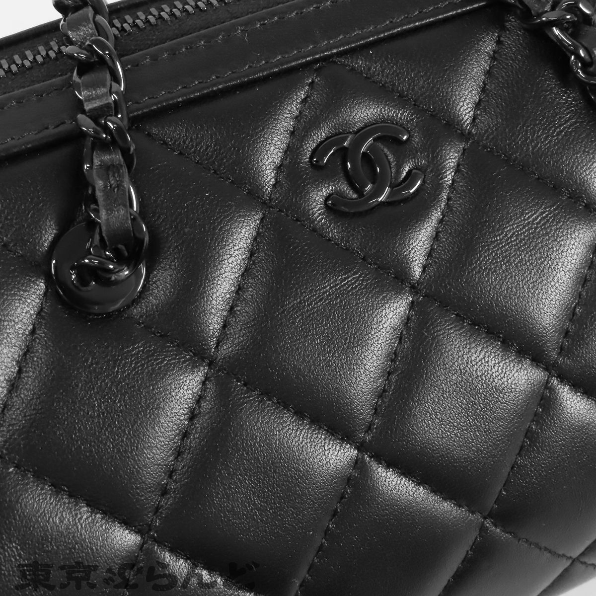 シャネル CHANEL ソーブラック ミニボストンバッグ AP4474 ブラック 黒