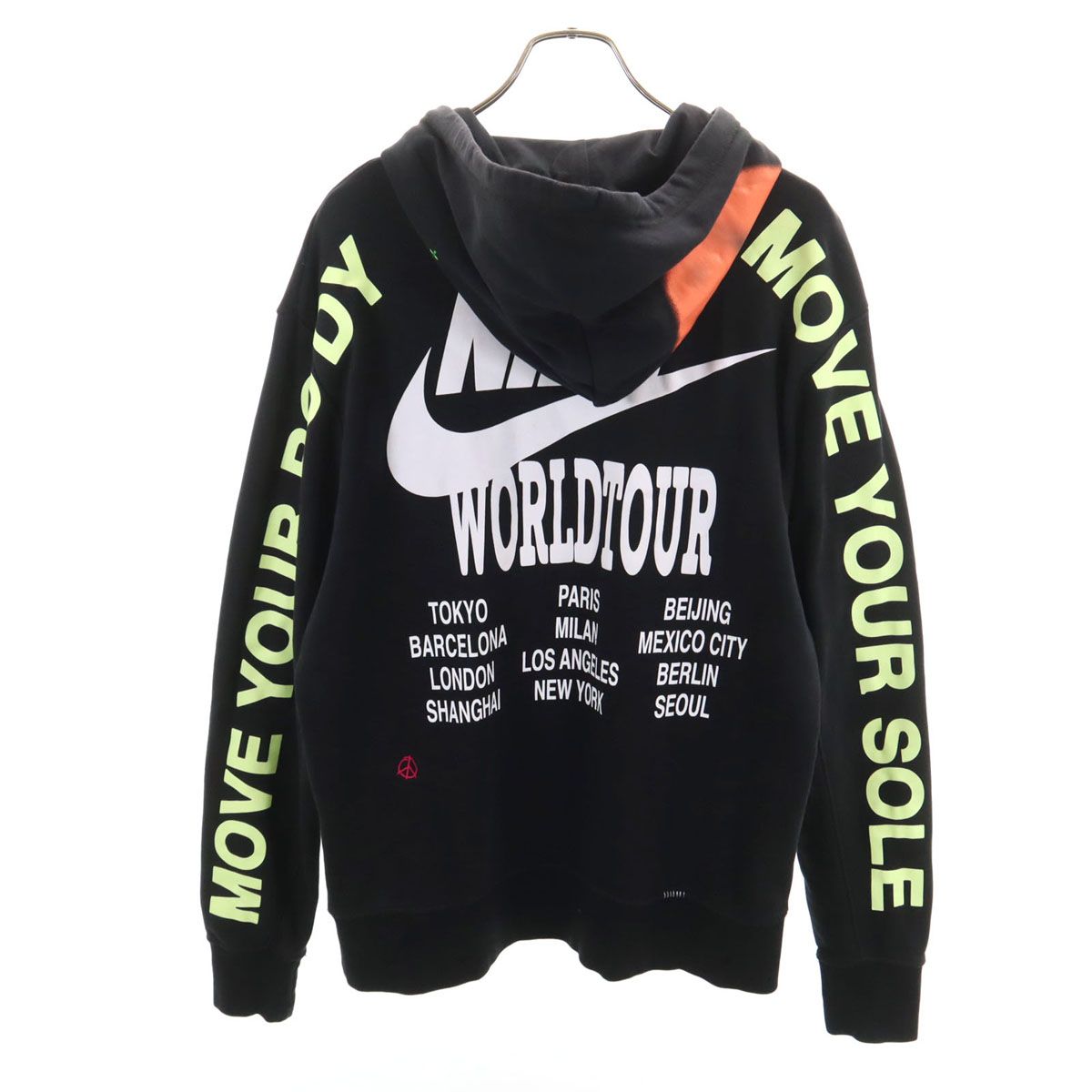 NIKE ナイキ バックロゴ 長袖 スウェットパーカー L ブラック メンズ 古着