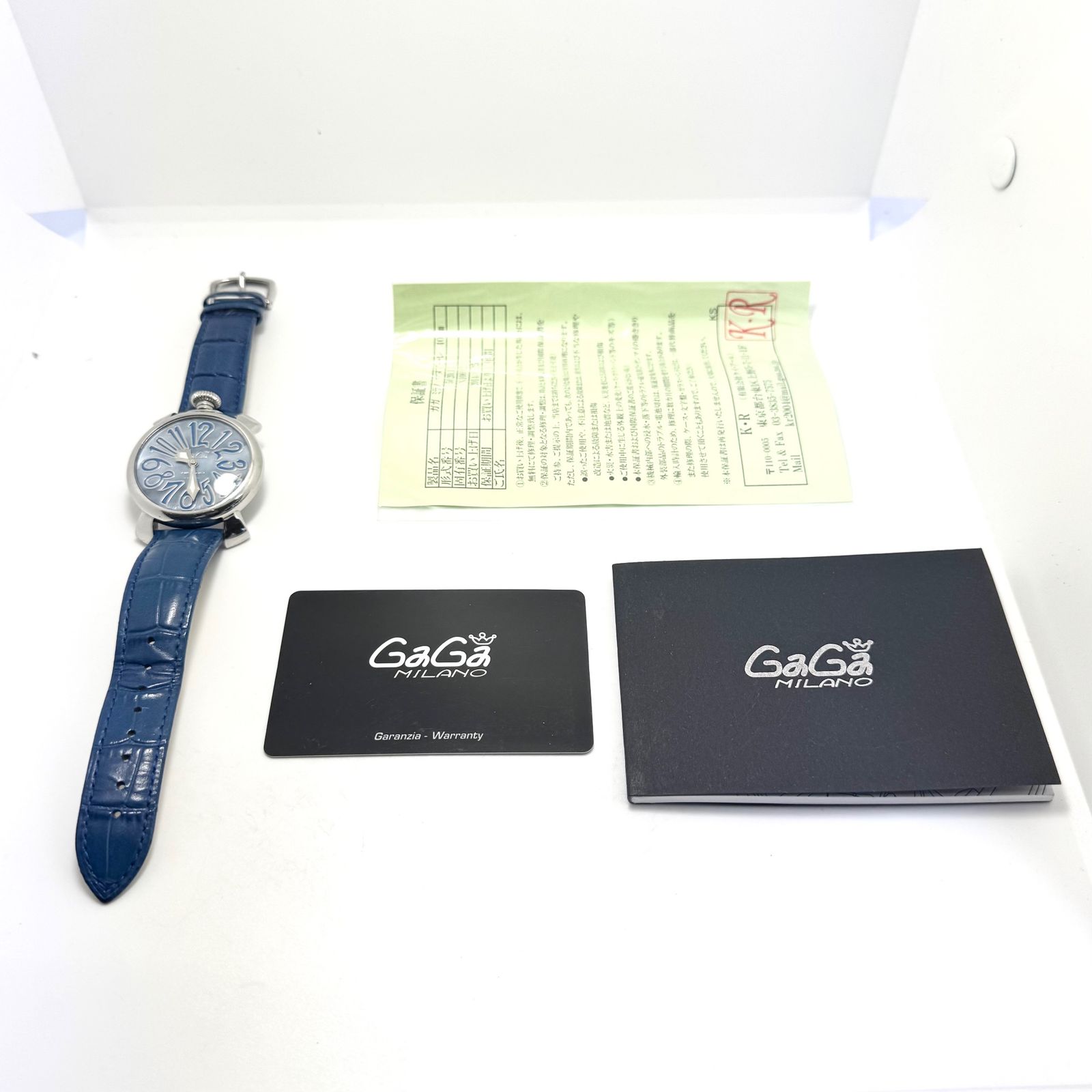 GaGa MILANO マヌアーレ40MM 5020.11-BLU カーフ革 腕時計 メンズ レディース ガガミラノ GaGa MILANO マヌアーレ 40MM