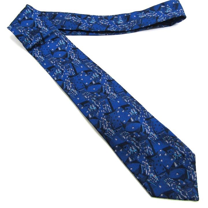 ドミニクフランス クラウン ブランド ネクタイ 総柄 パネル柄 シルク