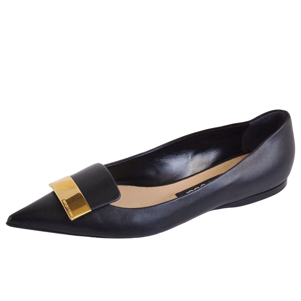 美品 セルジオロッシ SERGIO ROSSI パンプス SR1 フラットパンプ