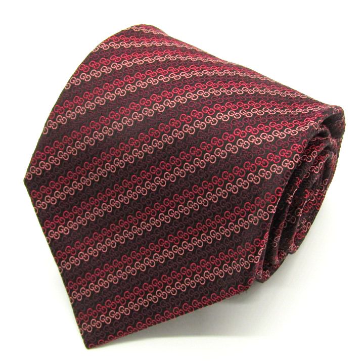 グッチ ブランド ネクタイ GG柄 ストライプ柄 イタリア製 シルク PO