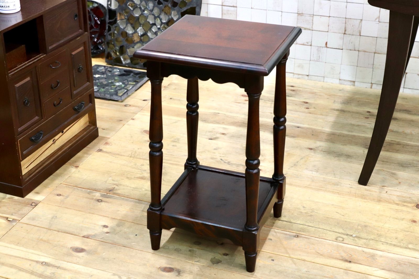 GMIS543C○北海道民芸家具 花台 飾り台 樺材 飛騨産業 和家具 レトロ