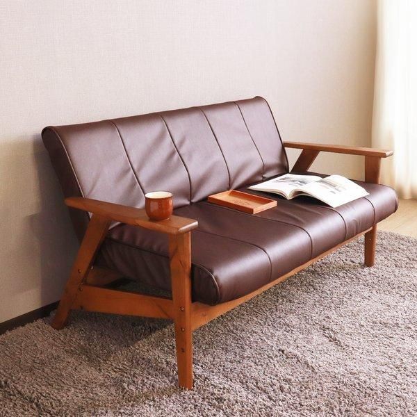 リクライニングソファ PVC-BR ブラウン 組立式 - メルカリ