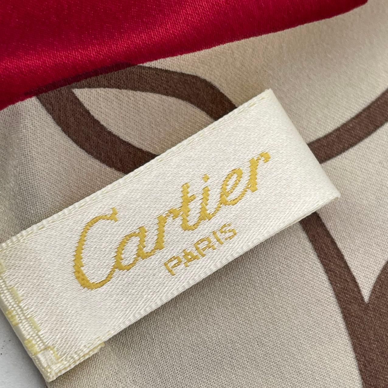 新品同様 Cartier カルティエ スカーフ ツイリー チェーン柄 ハート柄