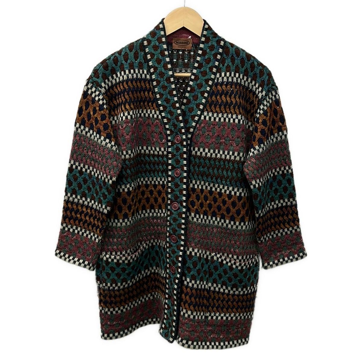 MISSONI(ミッソーニ) コート サイズS レディース - グリーン×ネイビー