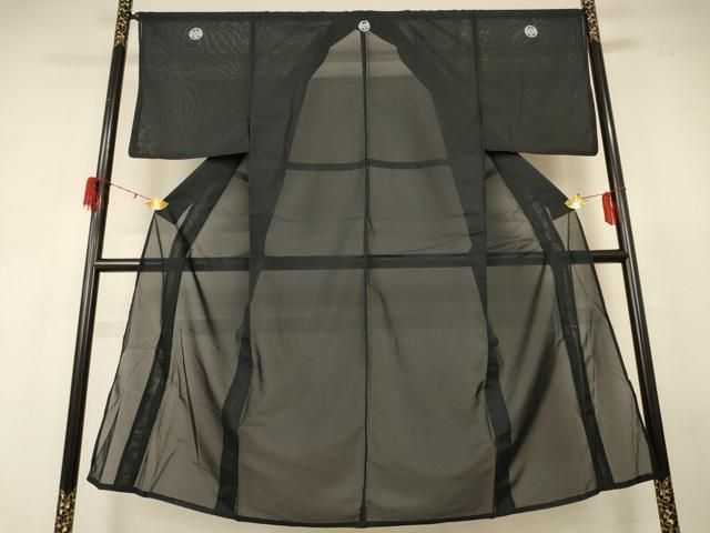 平和屋着物＊夏物　男性　黒紋付　絽　正絹　逸品　AABG2070jd