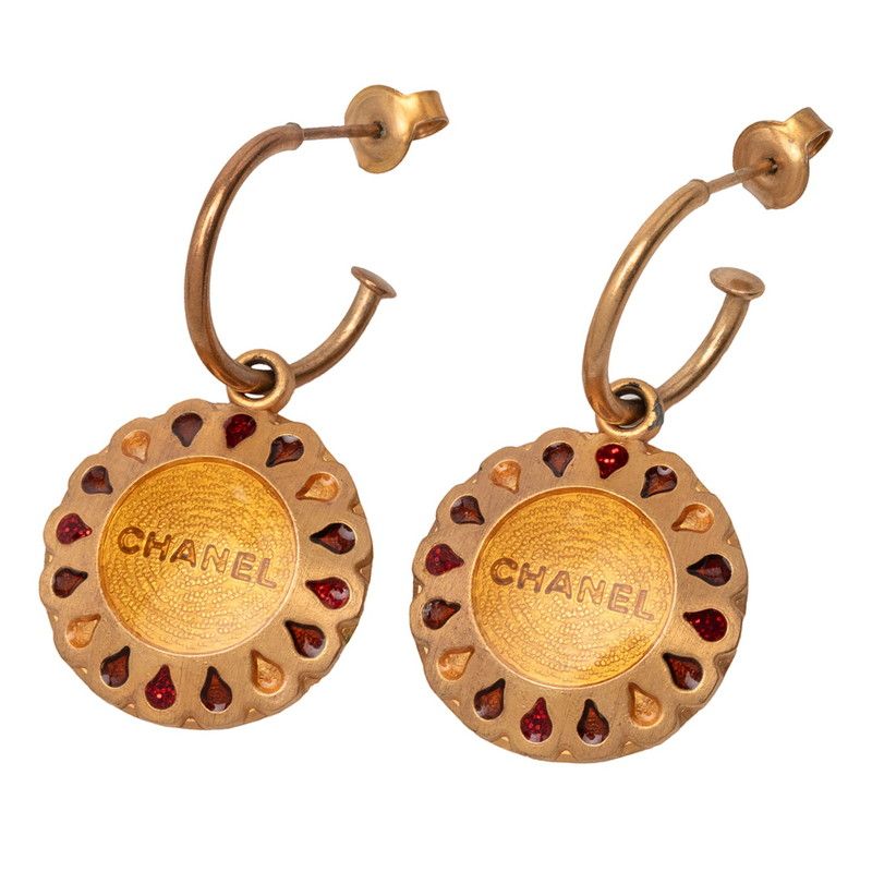 CHANEL ゴールド フープピアス シャネル ヴィンテージ フープ スイングピアス ゴールド メッキ