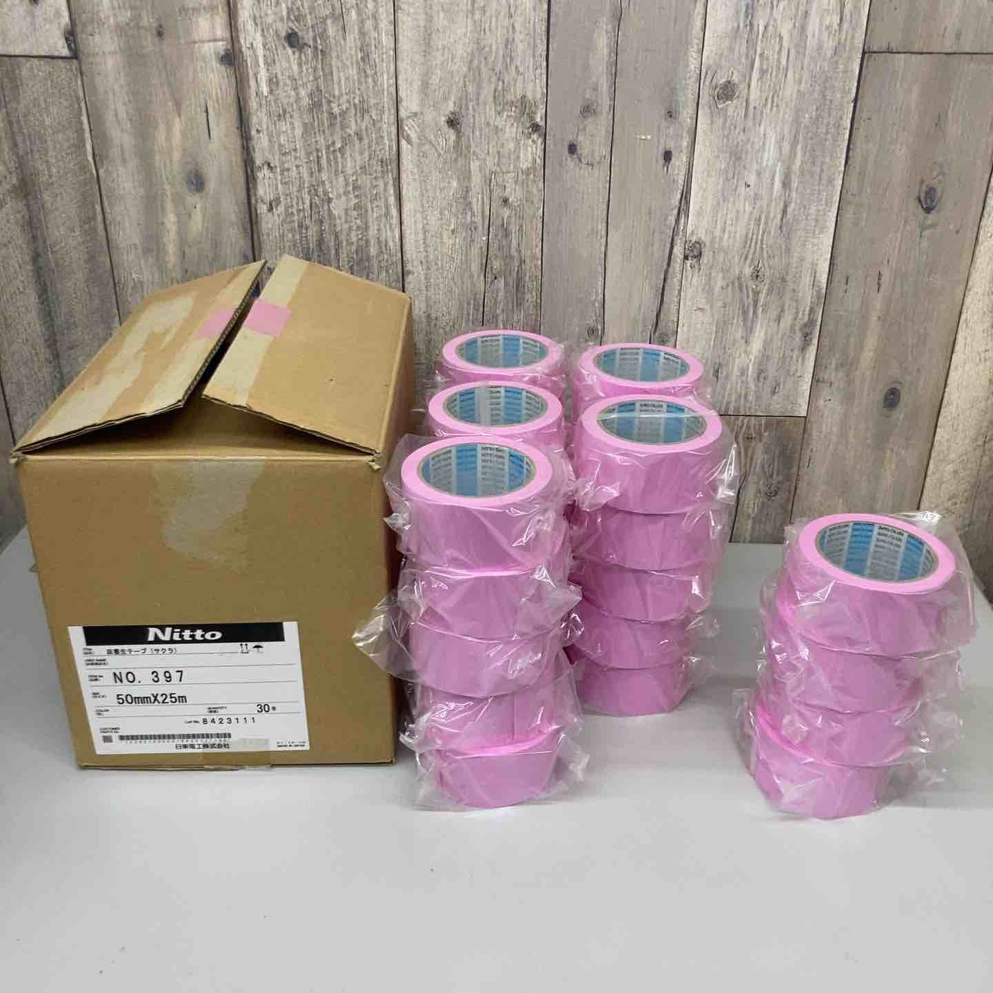 ▼日東電工(Nitto)床養生テープ さくら色 No.397 29巻 1箱 50mm×25ｍ 長期保管品【戸田店】