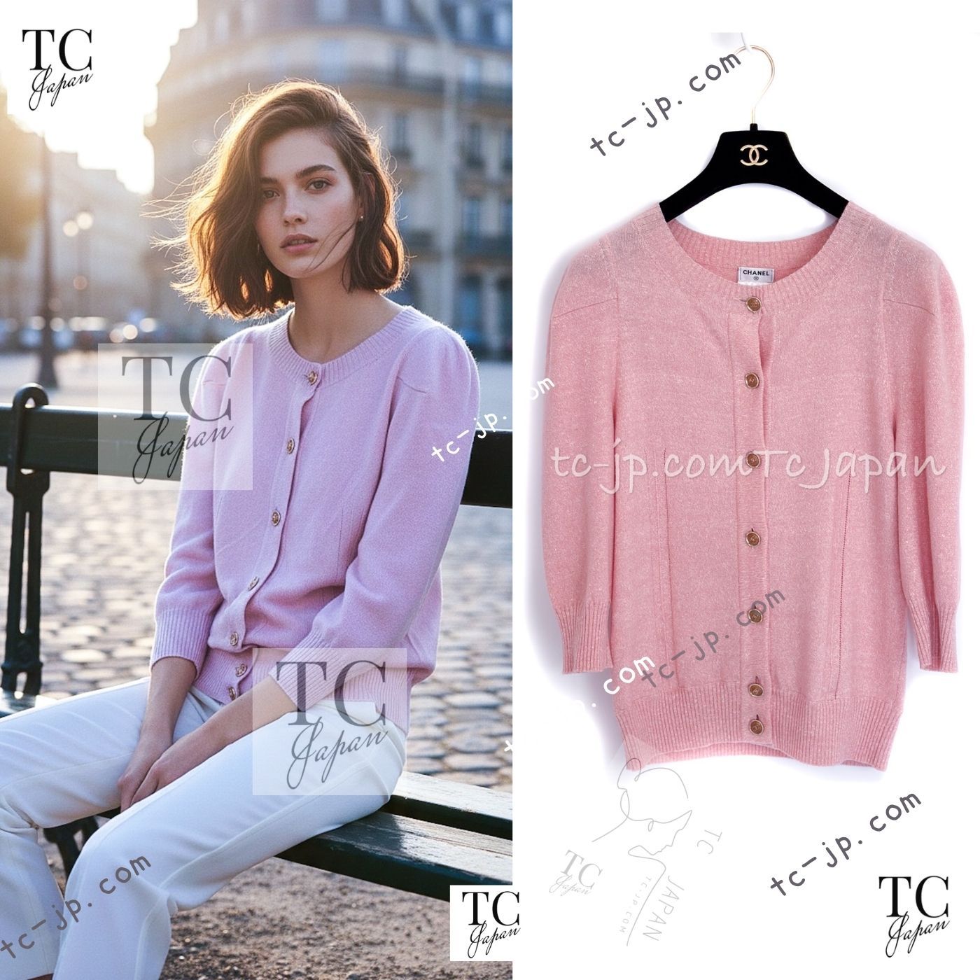 シャネル カーディガン CHANEL ピンク 極上 とろり カシミア リネン ふんわり柔らか ニット トップス ココボタン お嬢様 超美品 36 シャネル カーディガン CHANEL ピンク 極上 とろり カシミア リネン