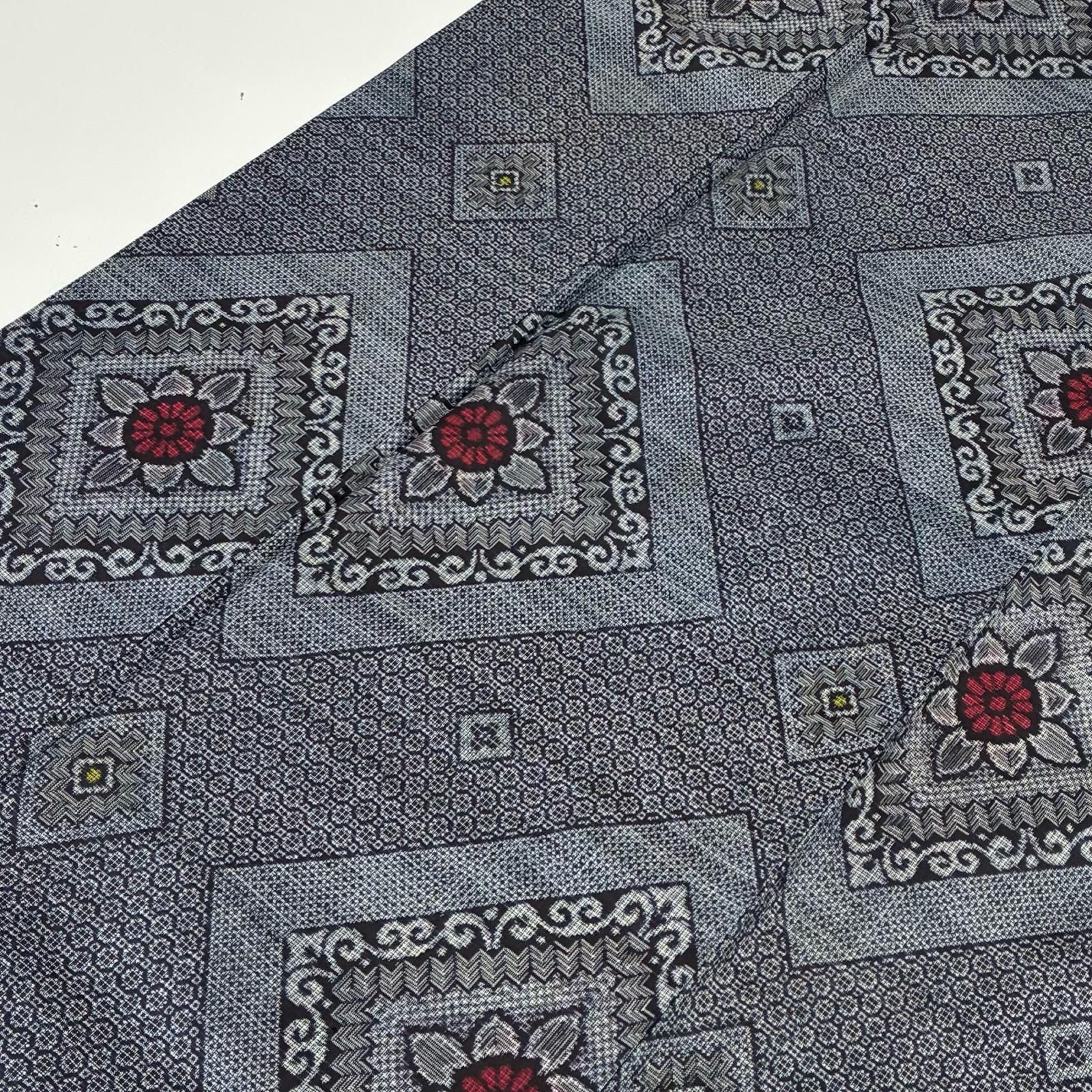 村山大島紬 正絹 菱形に花絣 泥染め 袷 着物 MK-4343 - メルカリ