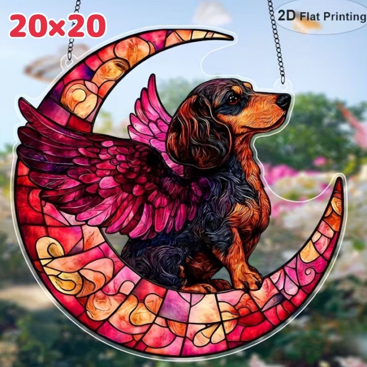 ラッキー☆MOMOMILK様】 サンキャッチャー ダックスフンド 天使の羽