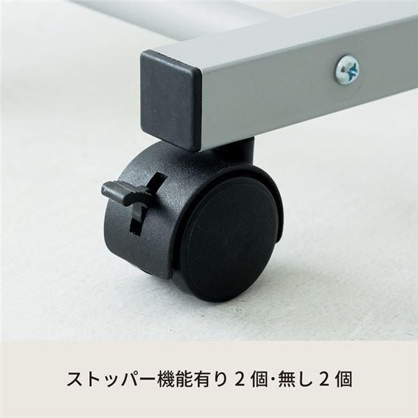 パイプスタンドミラー（キャスター付）（グレー／灰） 幅30cm 楕円形