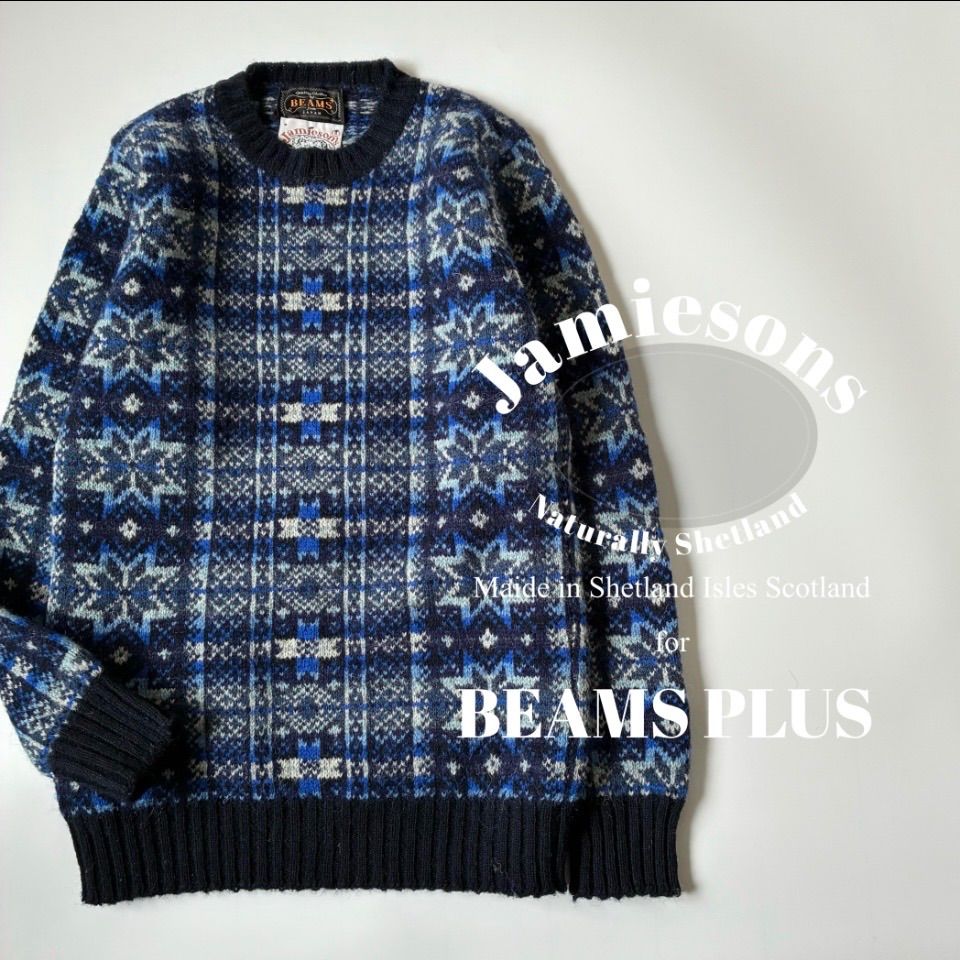 JAMIESONS / BEAMS PLUS別注 フェアアイル 総柄 クルーネックニット