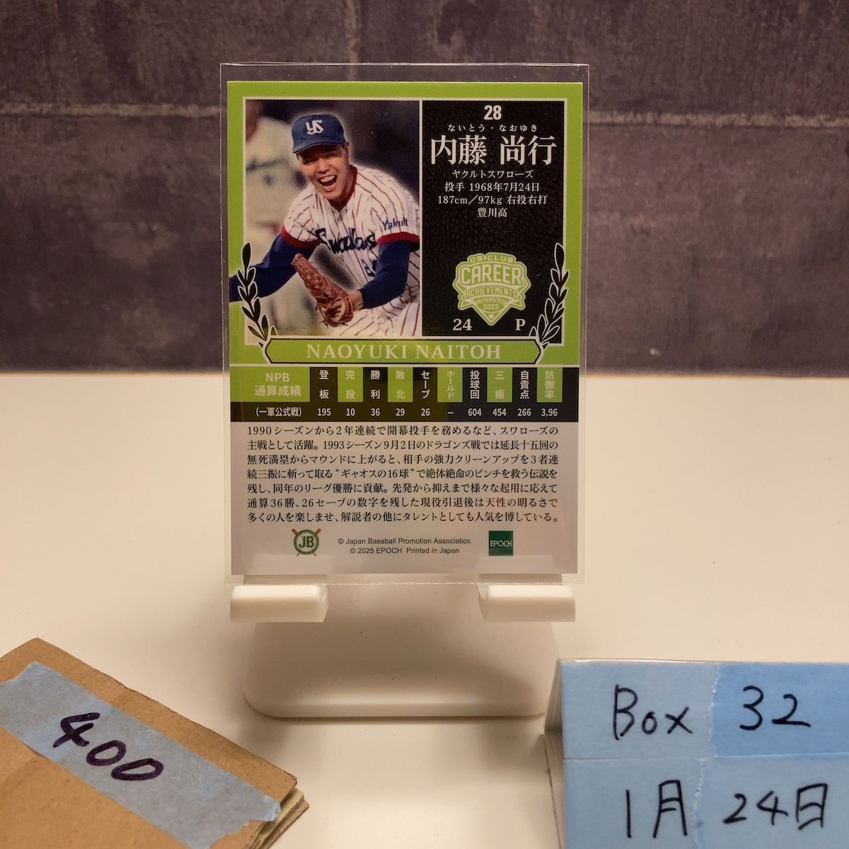 2025 EPOCH 内藤尚行 ヤクルトスワローズ OB Club Career Achievements