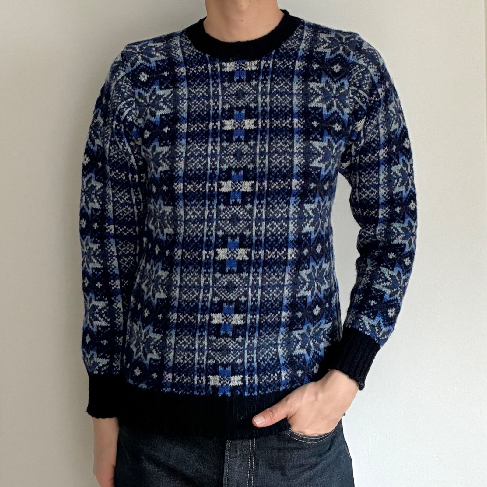 JAMIESONS / BEAMS PLUS別注 フェアアイル 総柄 クルーネックニット