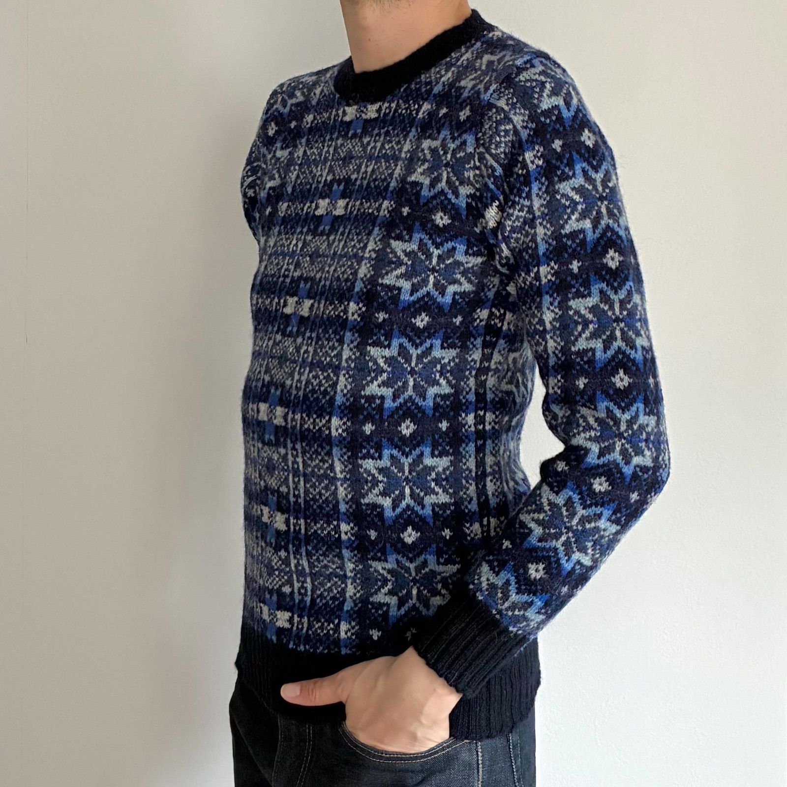 JAMIESONS / BEAMS PLUS別注 フェアアイル 総柄 クルーネックニット