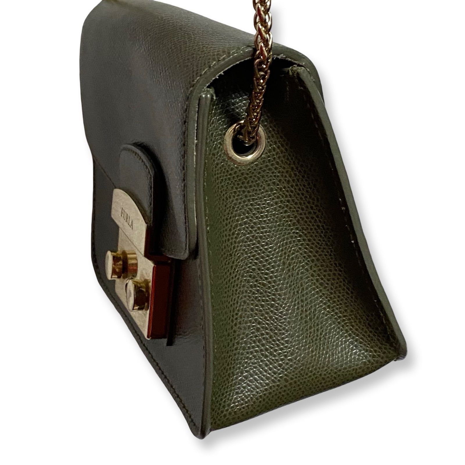 FURLA フルラ shoulder bag KHK ショルダーバック カーキ ゴールド 