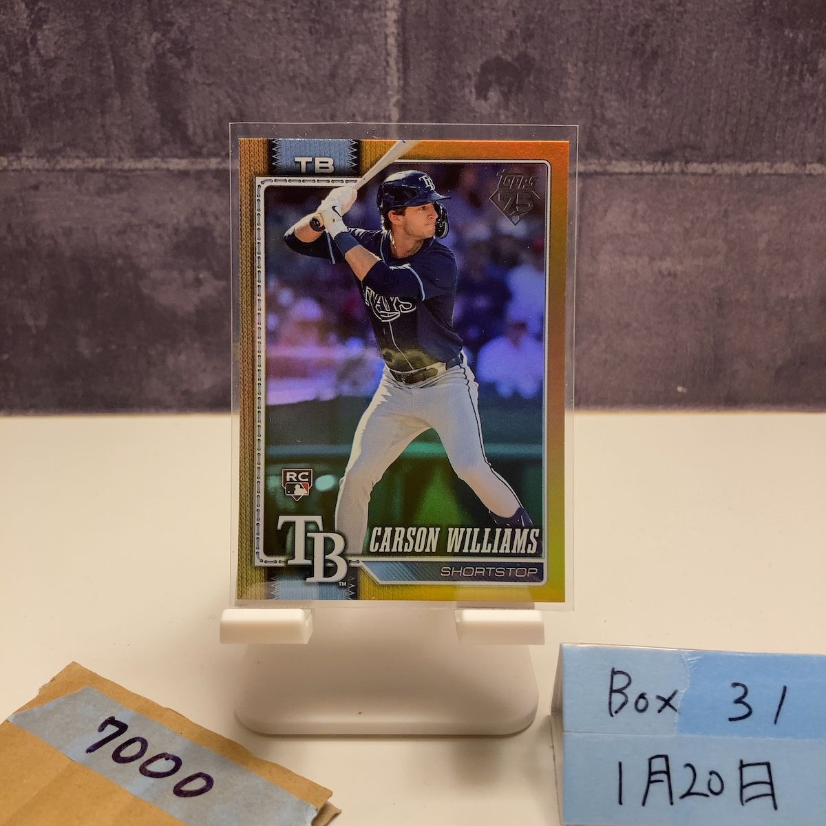 2026 Topps Carson Williams 27/50 Tampa Bay Rays Gold RC ルーキー