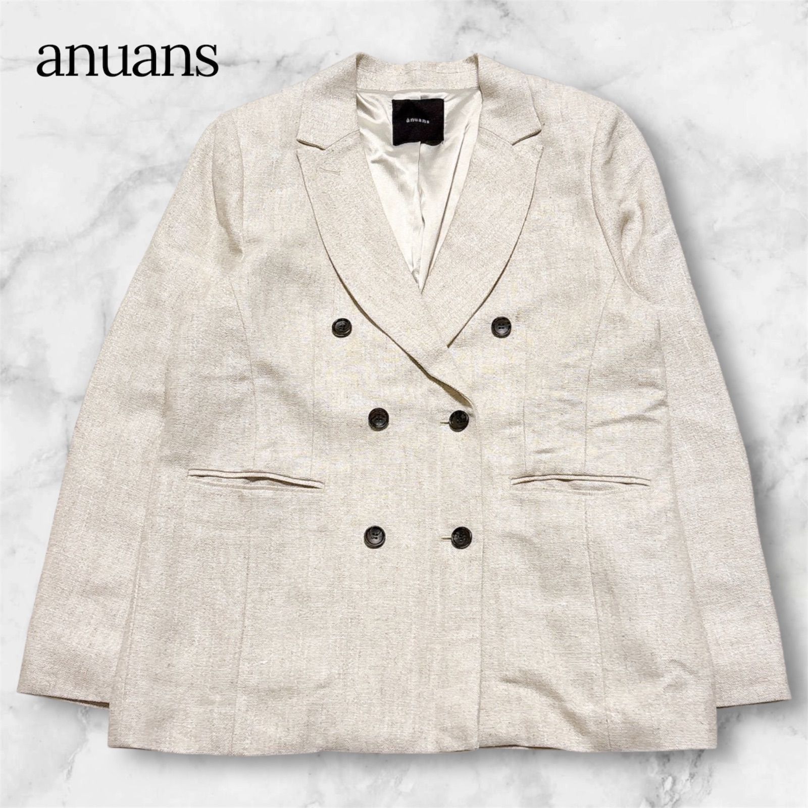 anuans リネン ダブルテーラードジャケット 2024 ベージュ Mサイズ 麻