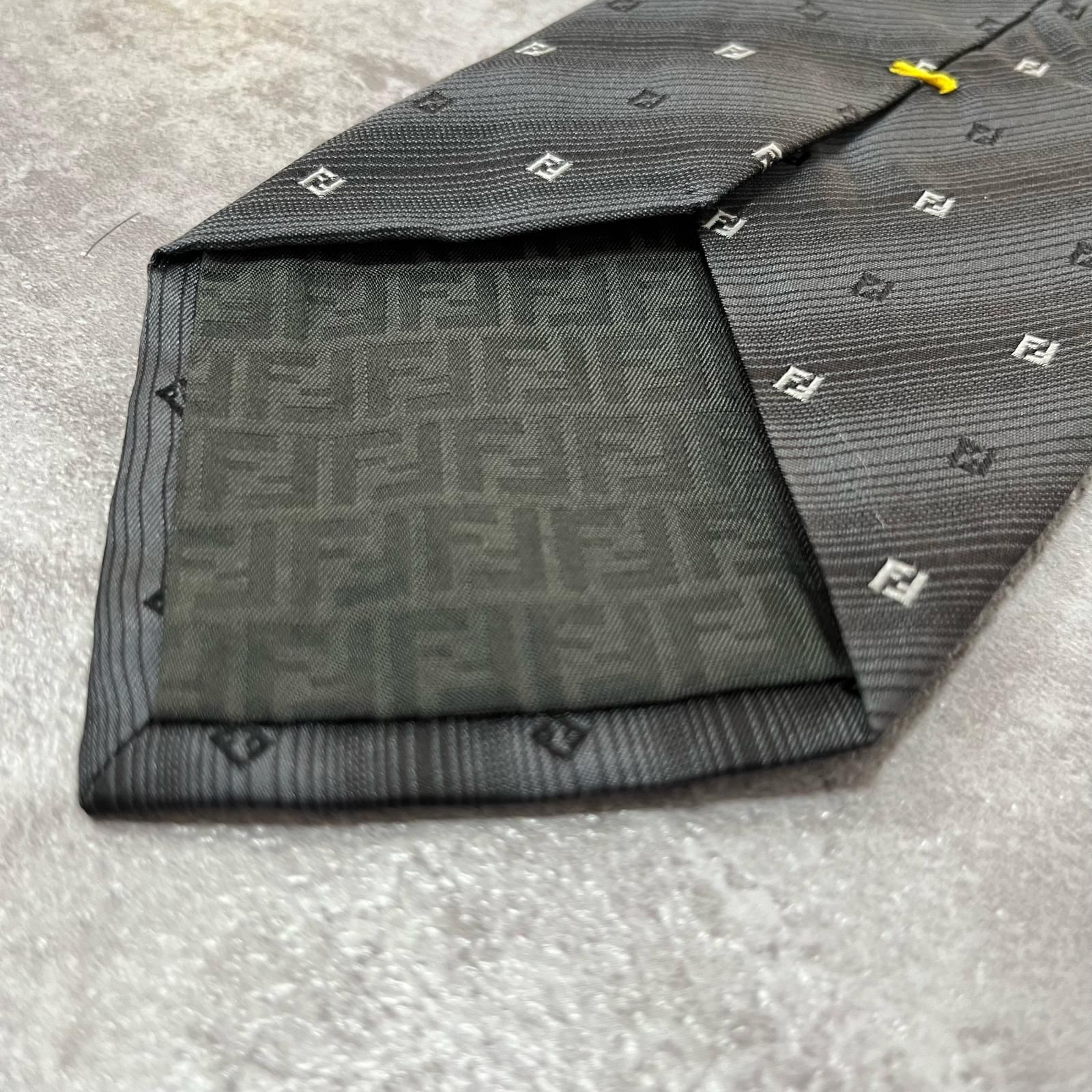 FENDI】 フェンディ FF総ロゴレジメンタルストライプネクタイ シルク