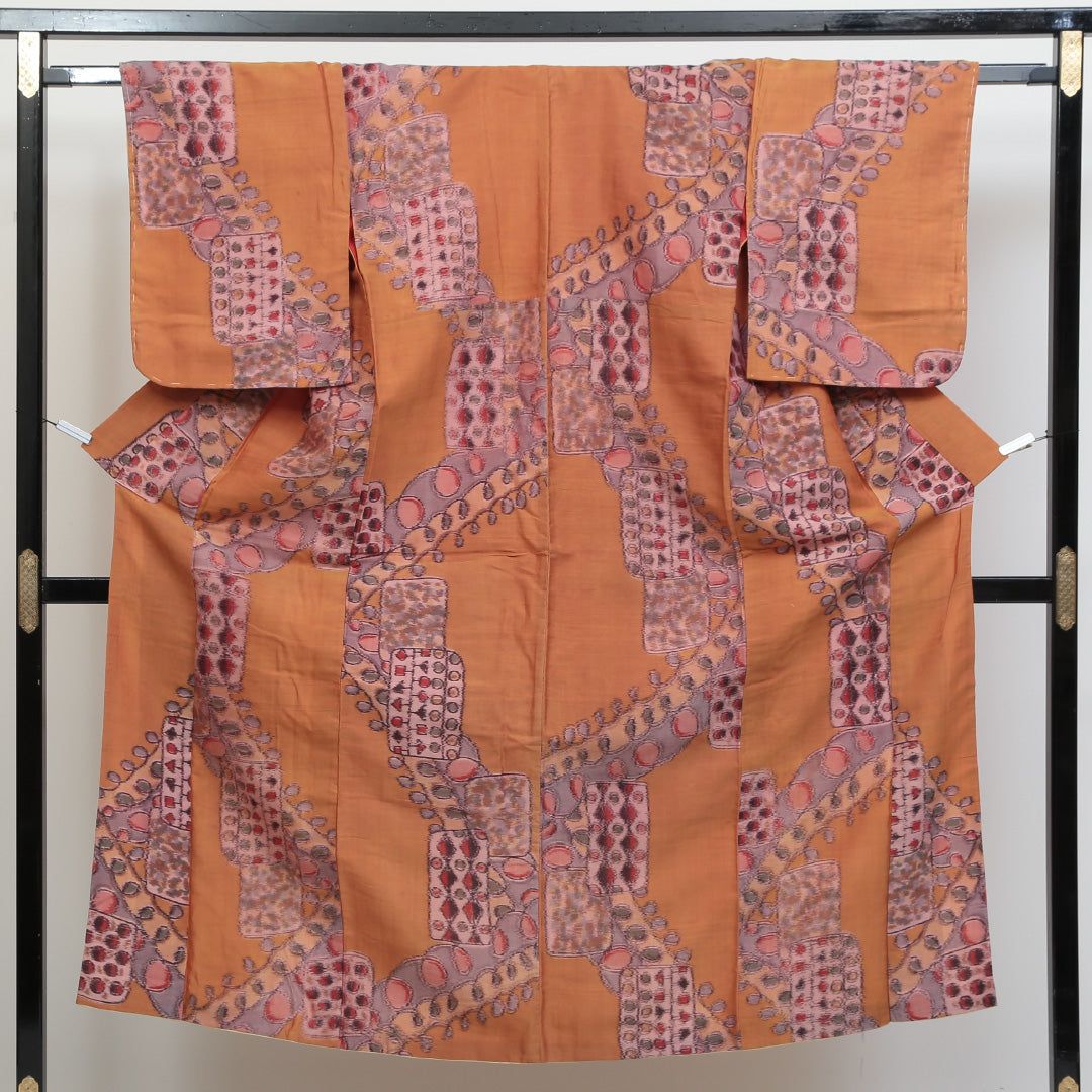 アンティーク 小紋（銘仙） 袷 身丈146cm 裄丈62cm 正絹 Aランク XS