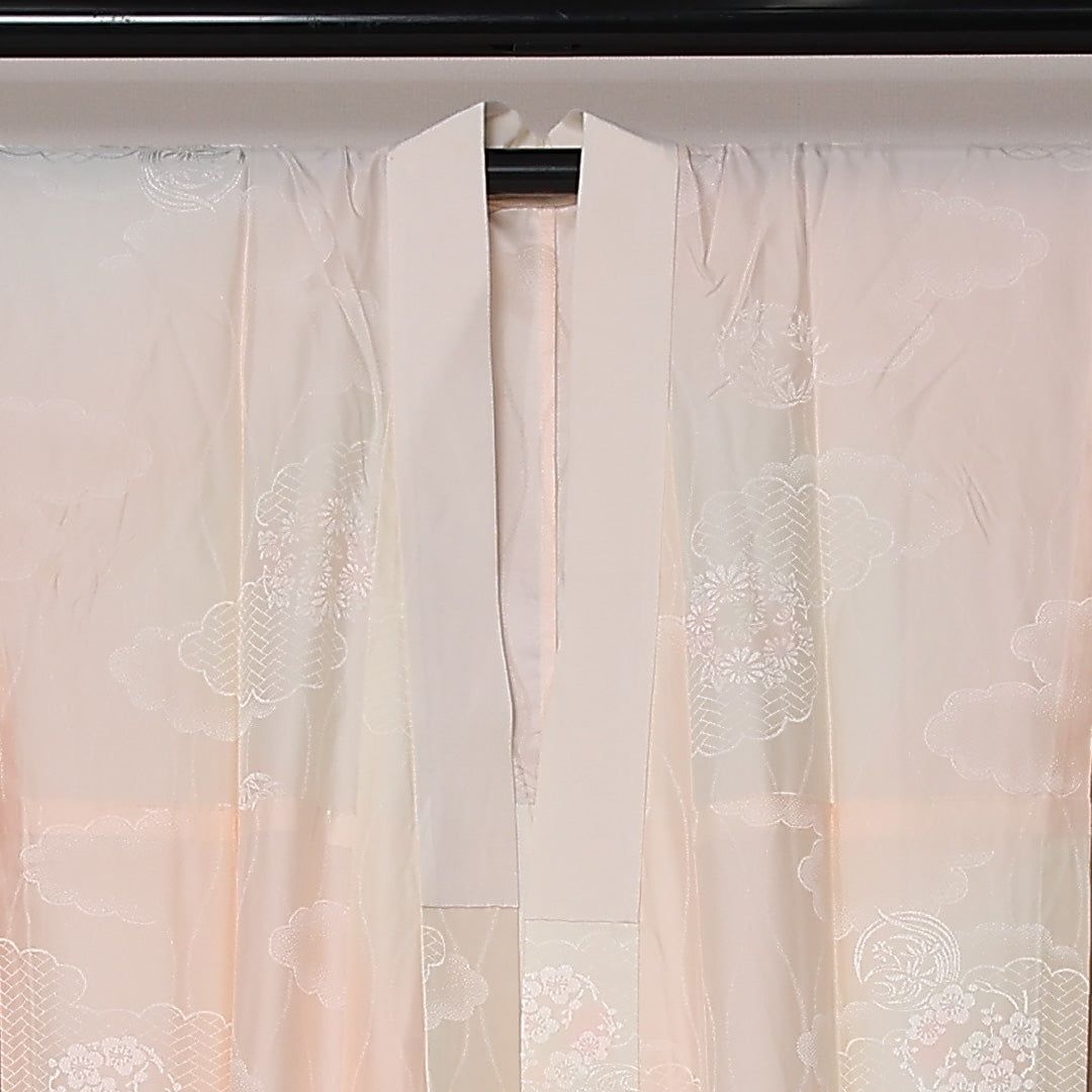 長襦袢 無双袖 身丈133cm 裄丈66cm Sランク 正絹 XLサイズ 居敷当て 梅